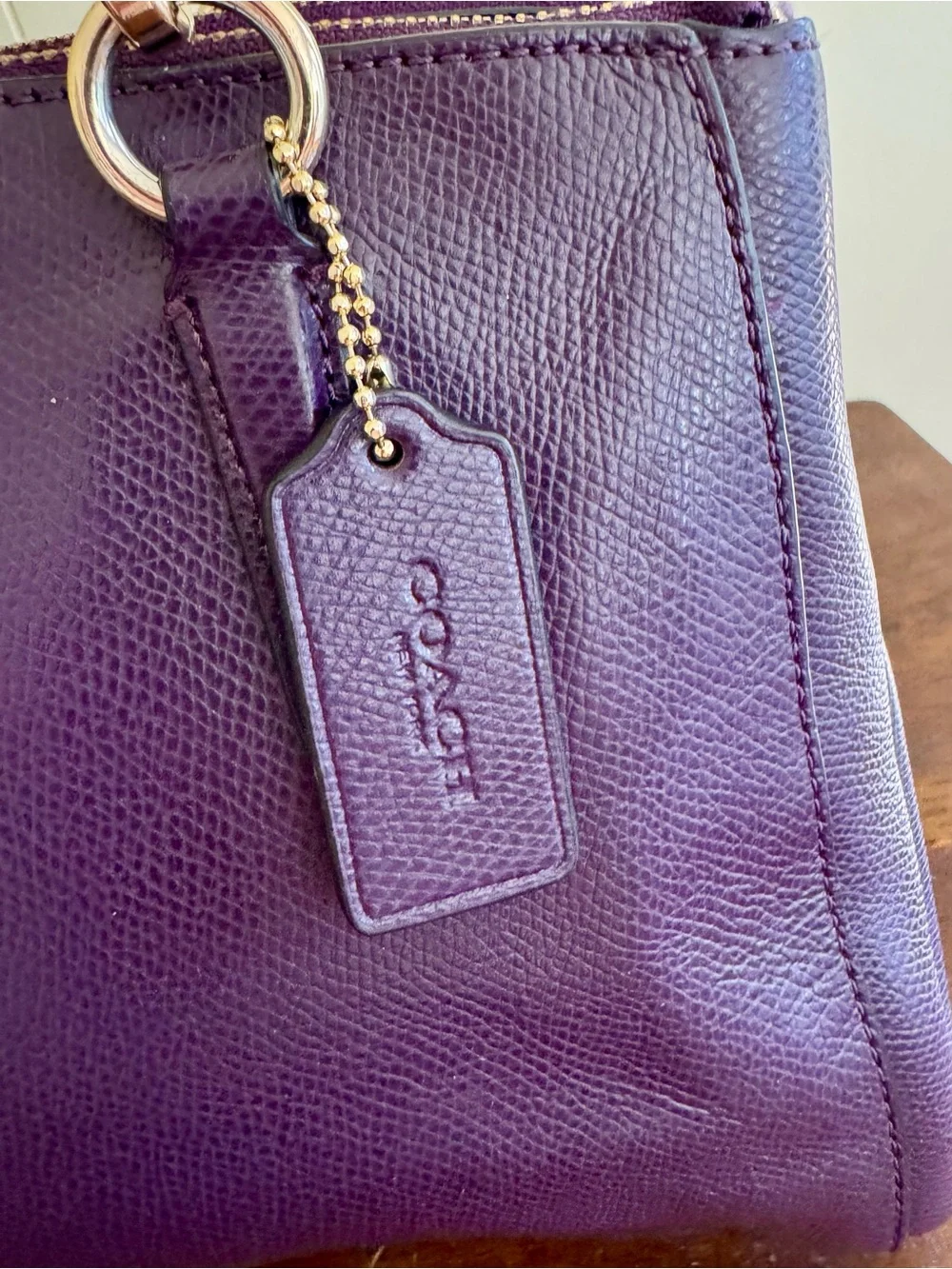 Coach Christie Carryall Satchel – Purple Crossgrain Leather